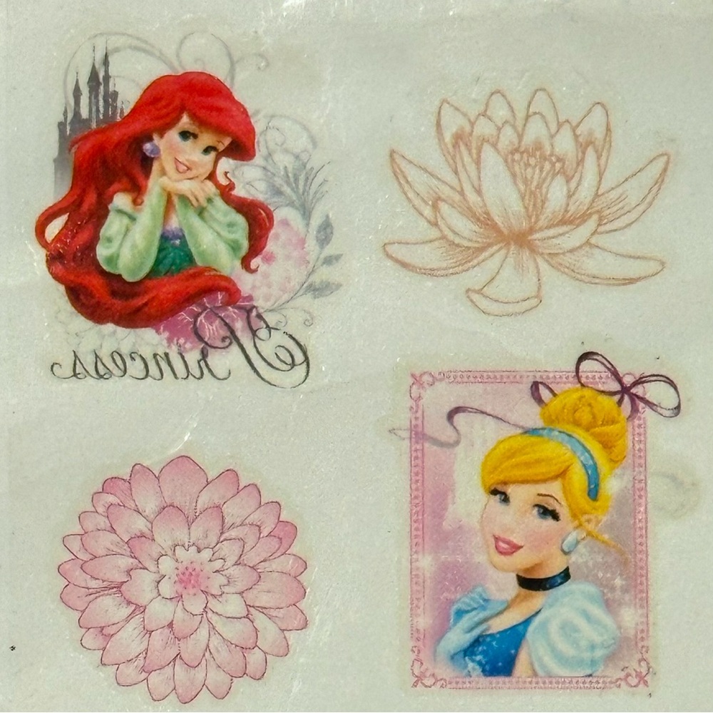 💞 New Disney Princess Cinderella & Little Mermaid Ariel Temporary Tattoos